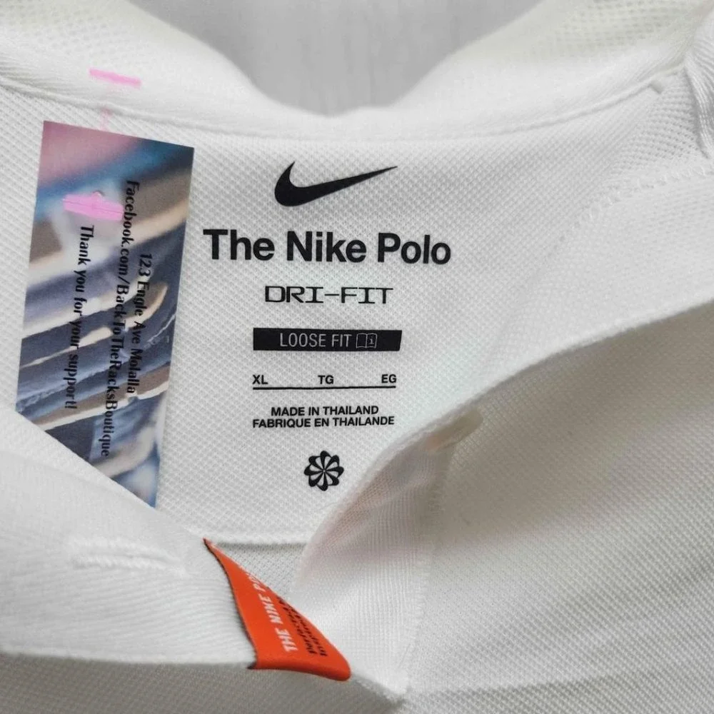 Nike Dri-FIT‎ Cropped Loose Fit Short Sleeve Athletic Polo Shirt White XL